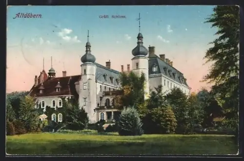 AK Altdöbern, Gräfliches Schloss mit Parkpartie