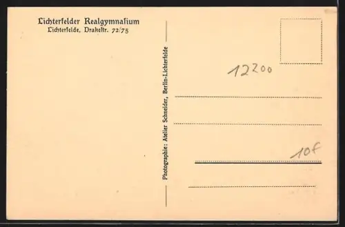 AK Berlin-Lichterfelde, Realgymnasium in der Drakestr. 72 /75