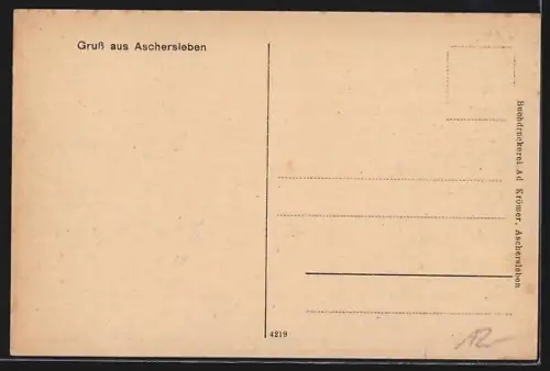 AK Aschersleben, Geschäftszeile in der Breite-Strasse mit Kirche