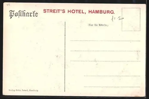 AK Hamburg-Neustadt, Streits Hotel, Speisesaal, Innenansicht