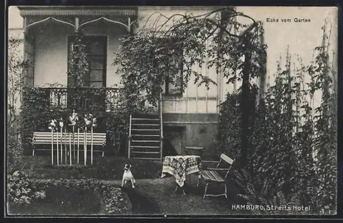 AK Hamburg-Neustadt, Streits Hotel, Ecke vom Garten