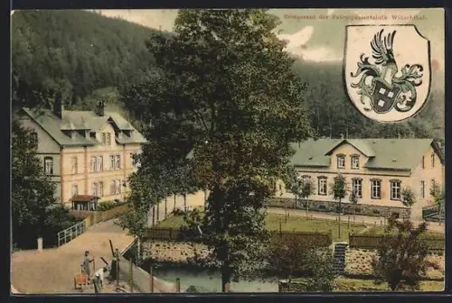 AK Wilischthal, Restaurant der Papierfabrik, Wappen
