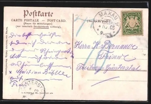 Künstler-AK Wörth a. Rh., Restauration und Gasthaus Grosser Schoppen, Maxmiliansau