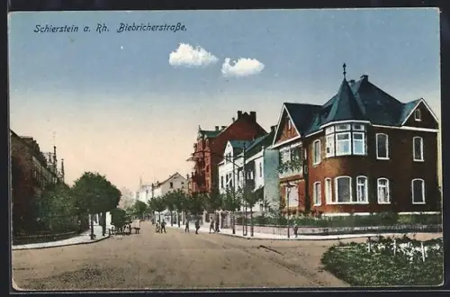 AK Schierstein a. Rh., Partie an der Biebricherstrasse mit Herrenhaus