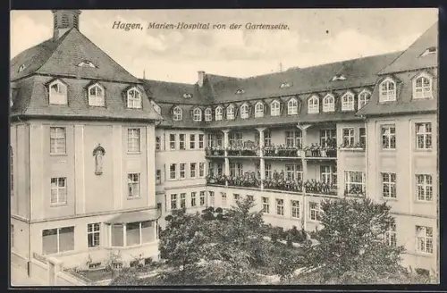 AK Hagen / Westfalen, Marien-Hospital von der Gartenseite