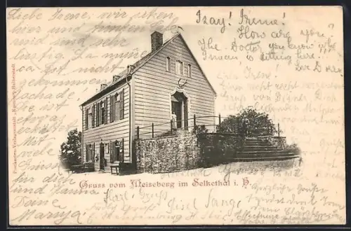 AK Meiseberg im Selkethal, Gasthof mit Hirschgeweih über dem Eingang