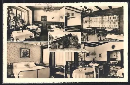 AK Müden-Oertze, Gasthof Zur Post, Speisezimmer, Klubzimmer, Gaststube