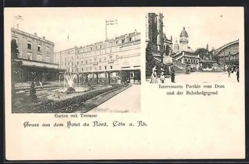 AK Cöln a. Rh, Hotel du Nord mit Partie vom Dom