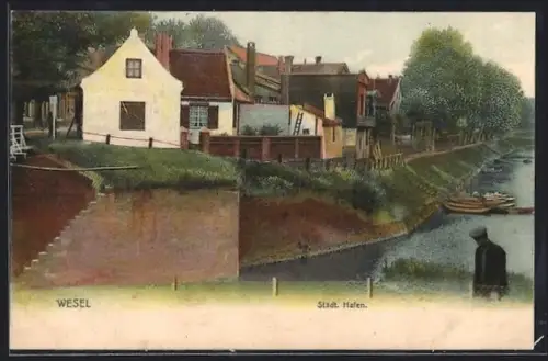 AK Wesel / Rhein, Partie am Städtischen Hafen