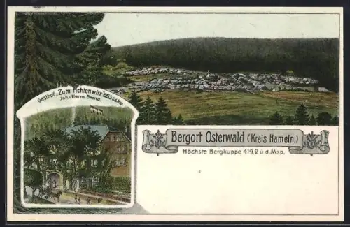 AK Osterwald / Hameln, Gasthof Zum Fichtenwirt, Ortsansicht