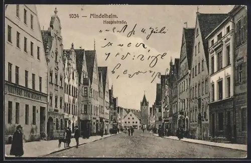 AK Mindelheim, Partie an der Hauptstrasse mit Gasthof Zum Mohren