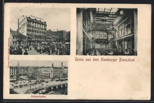 AK Hamburg-St. Pauli, Alsterarkaden, Gasthaus Hamburger Bier-Palast