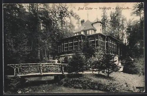 AK Bad Elster, Gasthaus Waldcafé mit Brücke