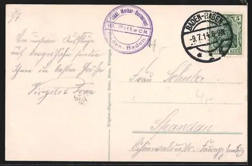 AK Baden-Baden, Endstation der Drahtseilbahn a. d. Merkur