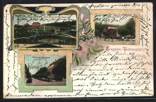 AK Zeithain, Thorwache, Planitzstrasse, Garnisonsverwaltung vom Truppen-Übungsplatz