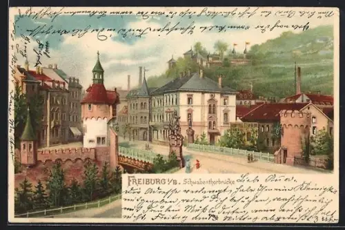 Lithographie Freiburg i. B., Schwabentorbrücke