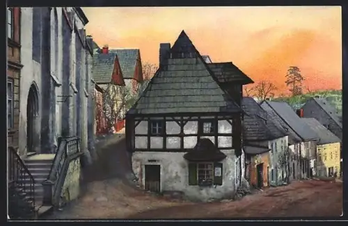 AK Graupen, Strassenpartie im Ort