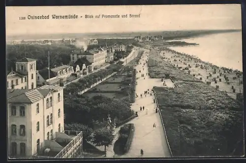AK Warnemünde, Blick auf Promenade und Strand