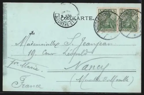 Mondschein-AK Niederbronn, Restaurant und Kurhaus