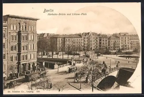 AK Berlin-Tiergarten, Herkules-Brücke und Lützow-Platz, Strassenbahn