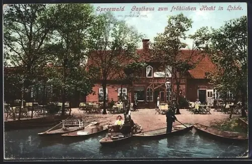 AK Lehde /Spreewald, Gasthaus zum fröhlichen Hecht