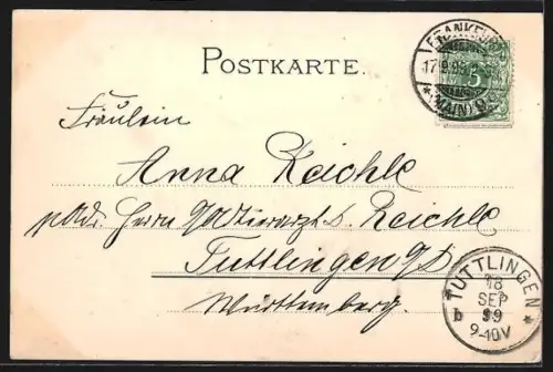 Lithographie Falkenstein i. Taunus, Blick zum Turm