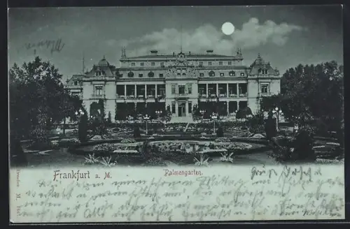 Mondschein-AK Frankfurt-Westend, Palmengarten