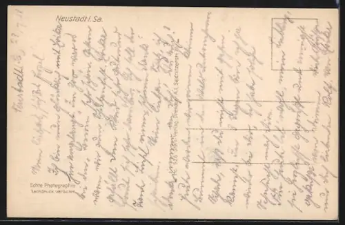 AK Neustadt i. Sa., Ortsansicht mit Kirche und umliegender Landschaft