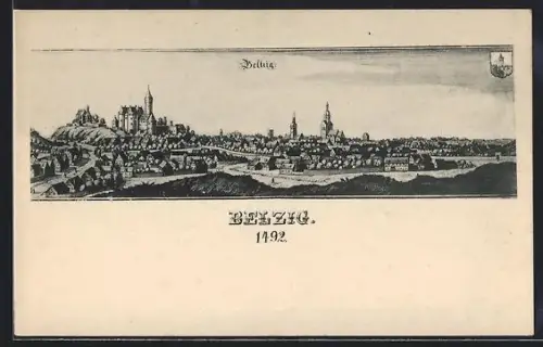AK Belzig, Stadtansicht aus dem Jahre 1492