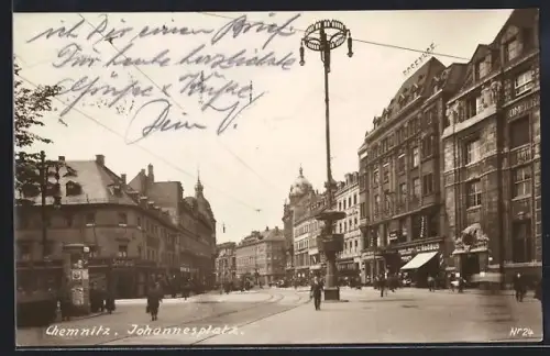 AK Chemnitz, Johannesplatz mit Hotel Rosenhof