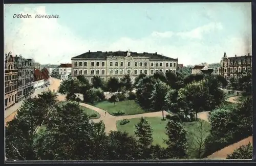 AK Döbeln, Körnerplatz mit Anlagen