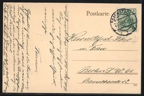 AK Darmstadt, Rheinstrasse mit Ludwigssäule