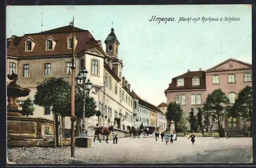AK Ilmenau, Markt mit Rathaus und Schloss
