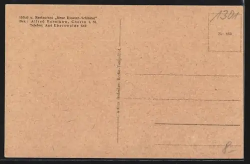 AK Chorin i. M., Hotel und Restaurant Neue Klosterschänke, Bes. Alfred Bankhowsky