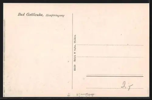 AK Bad Gottleuba, Haupteingang zur Heilstätte Gottleuba der Landesversicherungsanstalt Sachsen