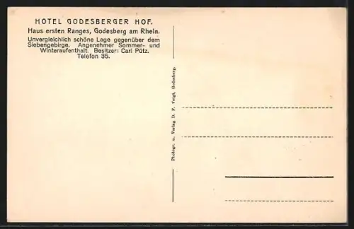 AK Bad Godesberg, Hotel Godesberger Hof, Besitzer Carl Pütz