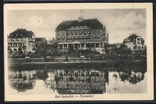 AK Bad Salzuflen, Hotel Fürstenhof vom Wasser aus gesehen