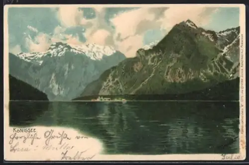 Künstler-AK Alexander Marcks: Königsee mit Bergpanorama