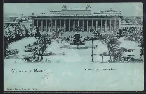 AK Berlin, Museum und Lustgarten mit Reiterstandbild