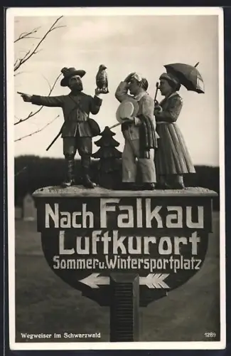 AK Wegweiser im Schwarzwald Richtung Falkau