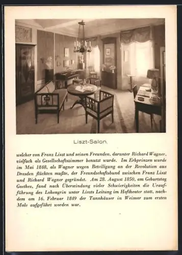 AK Weimar / Thüringen, Park-Hotel Erbprinz, Liszt-Salon