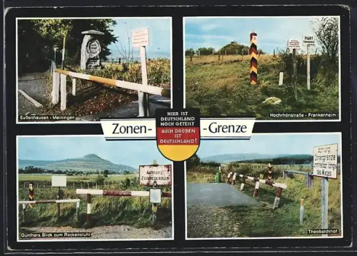 AK Meiningen / Rhön, Zonengrenze in der Rhön, Hochrhönstrasse, Blick zum Rockenstuhl, Theobaldshof