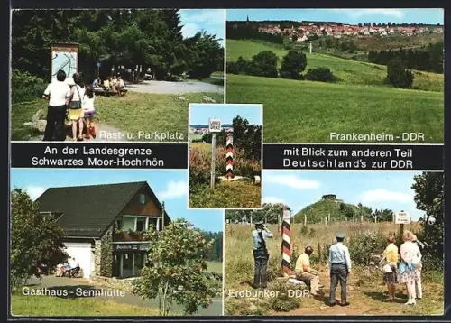 AK Schwarzes Moor-Hochrhön, innerdeutsche Landesgrenze, rast- u. Parkplatz, Frankenheim, Gasthaus u. Erdbunker