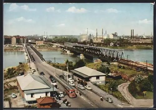 AK Kehl a. Rhein, Rheinbrücke mit Zollgrenze