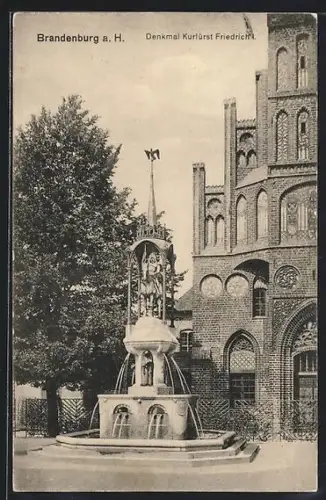 AK Brandenburg a. H., Denkmal Kurfürst Friedrich