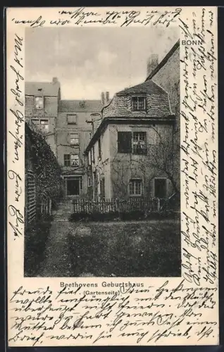 AK Bonn, Beethovens Geburtshaus Gartenseite