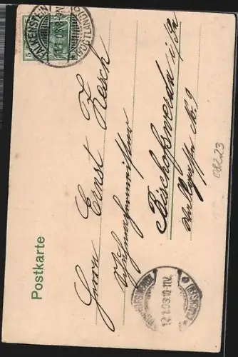 AK Falkenstein i. V., Blick vom Schlosspark auf Kirche und Stadt