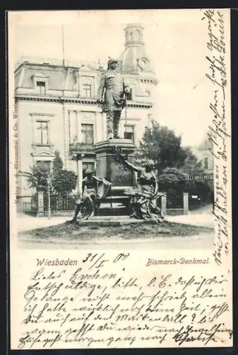 AK Wiesbaden, Bismarck-Denkmal