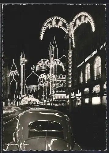 AK Essen, Lichtwochen, Strassenansicht, Handelshof, Wolsdorff