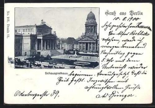 AK Berlin, Schauspielhaus, Französischer Dom, Gendarmenmarkt